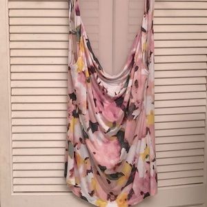 Jennifer Lopez Multi Colored Spandex Top with Draped Collar & Mesh Back L